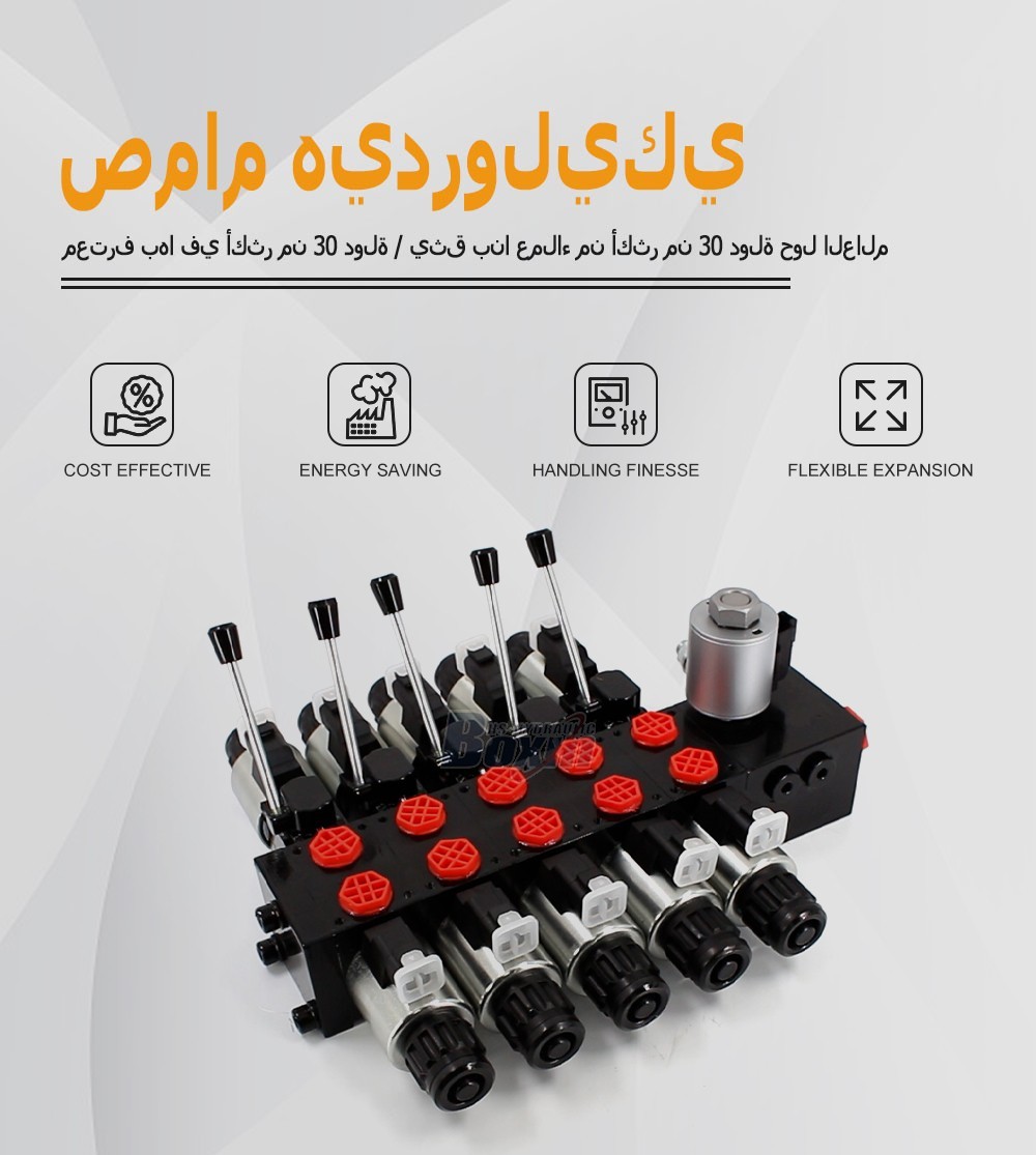 High Pressure DCV56 Solenoid 5 Spool Sectional Hydraulic Valve